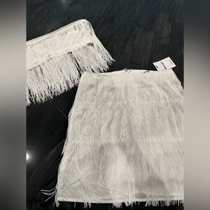 Showpo Elegant White Fringe Pencil Skirt